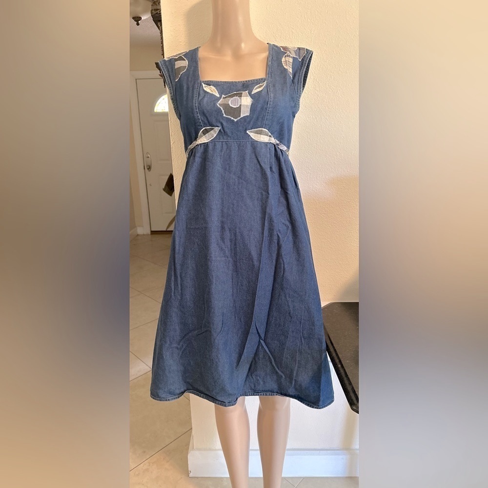 Vintage ANNA SUI VINTAGE Denim Applique Patchwork Dress- Archival ANNAs FAV